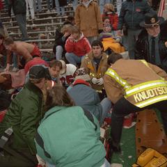Medics attend to injured students in Camp Randall