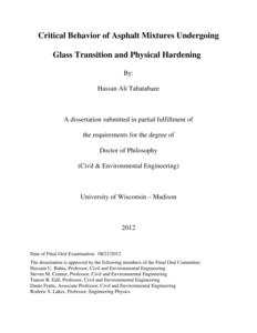 Critical Behavior of Asphalt Mixtures Undergoing Glass Transition and Physical Hardening