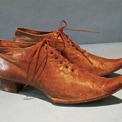 Pair of ginger brown leather shoes