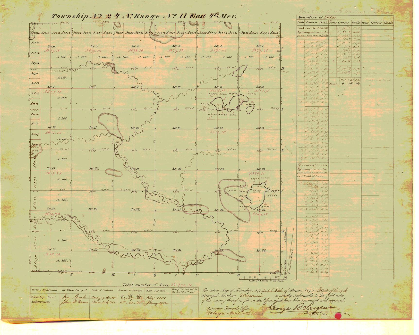 [Public Land Survey System map: Wisconsin Township 24 North, Range 11 East]