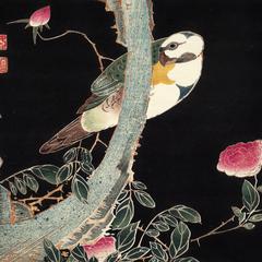 Large Bird and Roses, no. 3 from the series Six Genuine Pictures by Ito Jakuchu