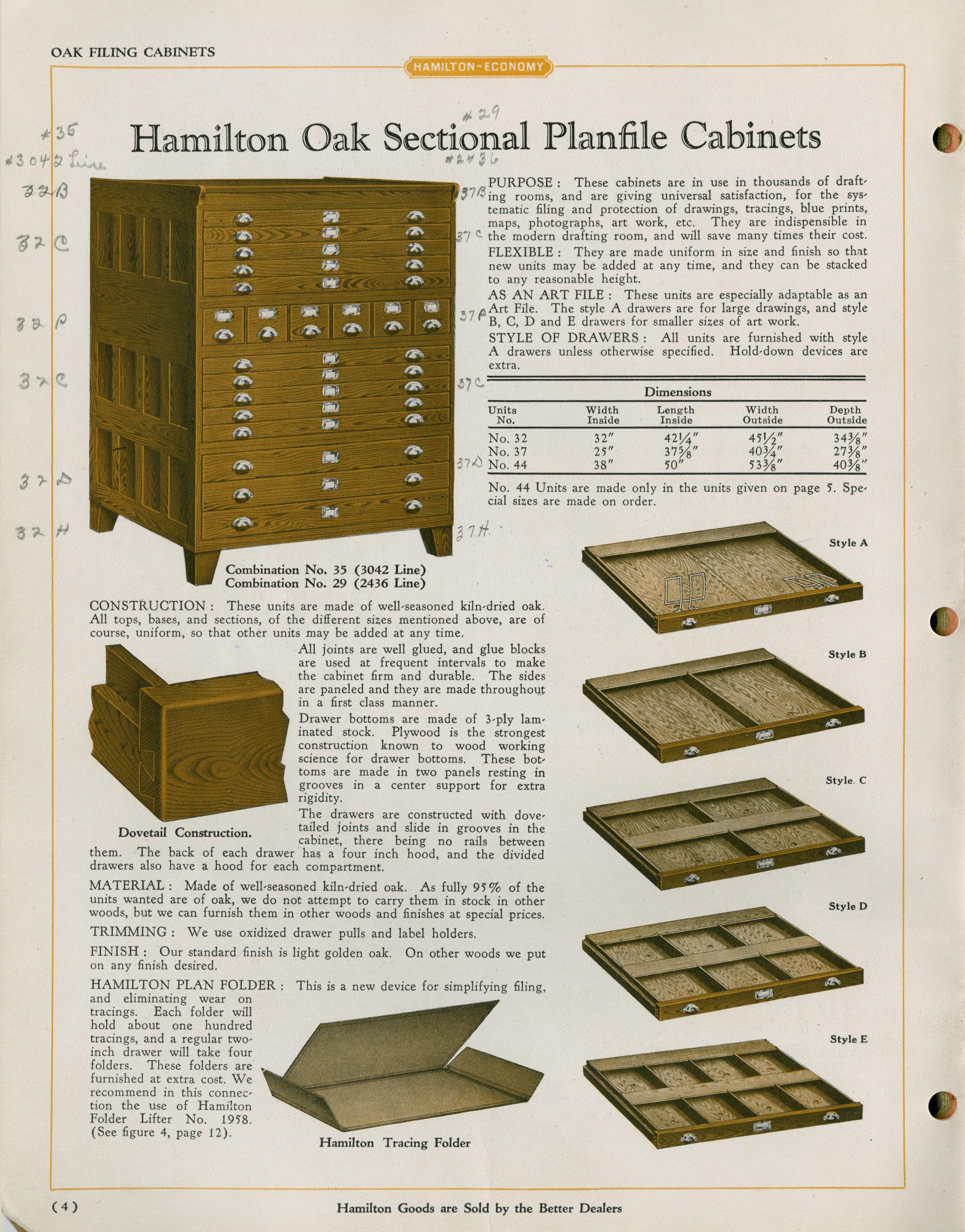 Hamilton drafting room furniture Catalog No. 7 1929 Full view UWDC