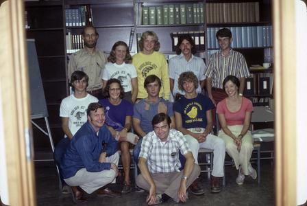 Group photo of those at Trout Lake Station in the library, 1978