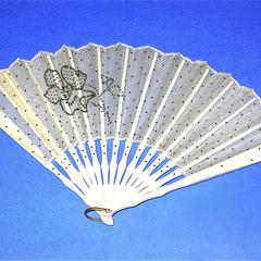 White organza fan with leaf and large flower