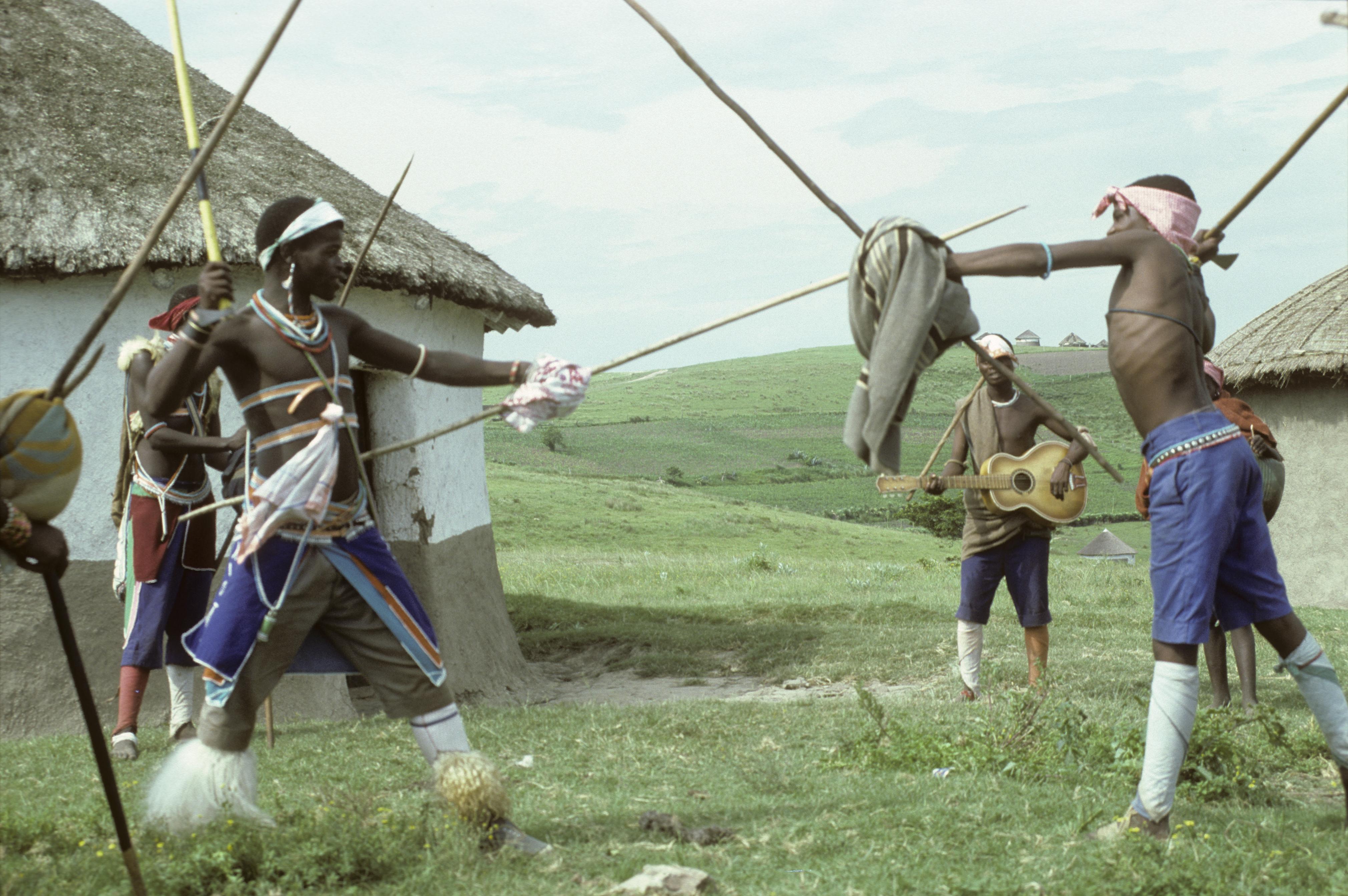 Southern Africa : Domestic Activities : games, stick-fighting - UWDC -  UW-Madison Libraries