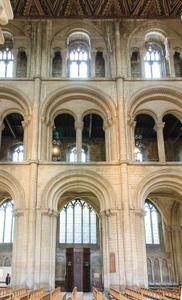 Peterborough Cathedral nave arcade, tribune and clerestory