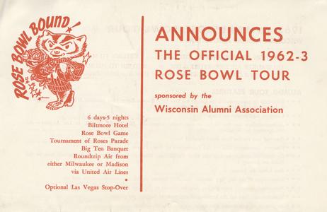 1962-1963 Rose Bowl Tour mailing