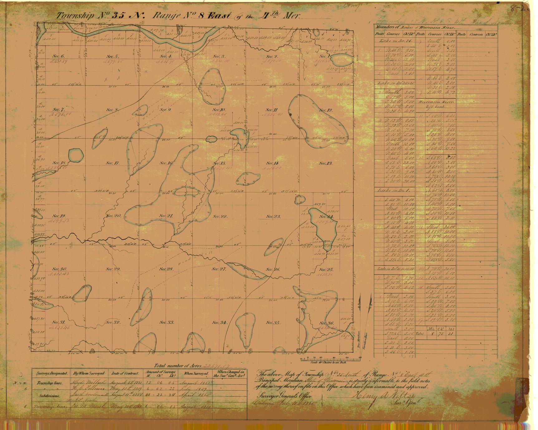 [Public Land Survey System map: Wisconsin Township 35 North, Range 08 East]