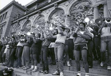 Band playing on steps of Union