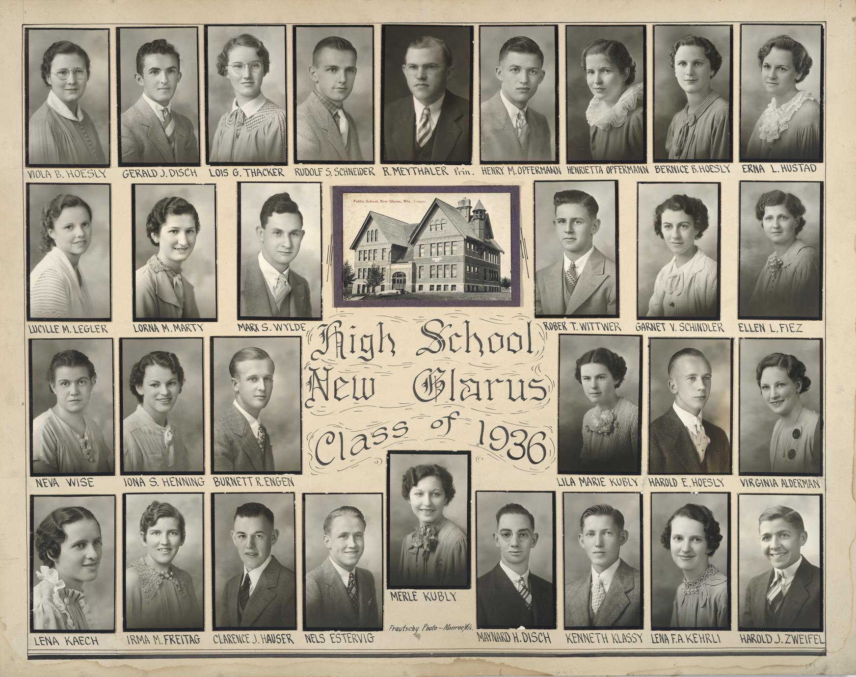 ‎1936 New Glarus High School graduating class UWDC UWMadison Libraries