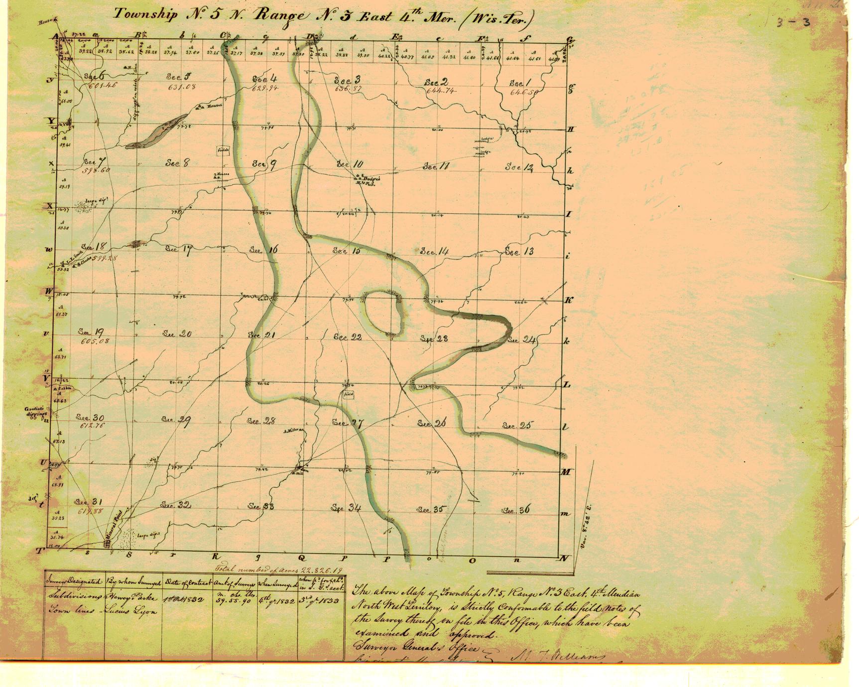 [Public Land Survey System map: Wisconsin Township 05 North, Range 03 East]