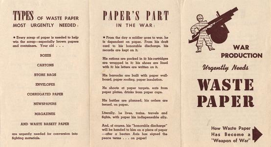 War production urgently needs waste paper