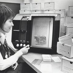 Microfiche reader in the library