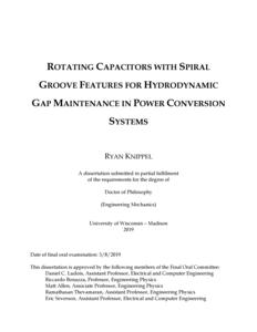 Rotating Capacitors with Spiral Groove Features for Hydrodynamic Gap Maintenance in Power Conversion Systems
