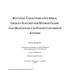 Rotating Capacitors with Spiral Groove Features for Hydrodynamic Gap Maintenance in Power Conversion Systems