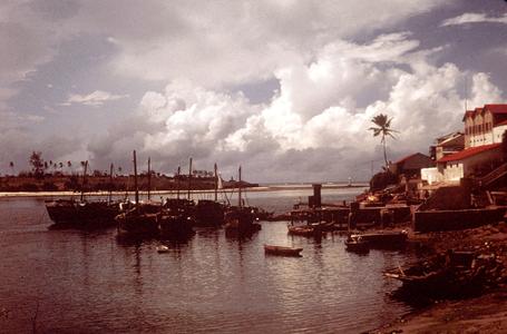 Dhows (Sailboats) Docks in Mombasa Harbor