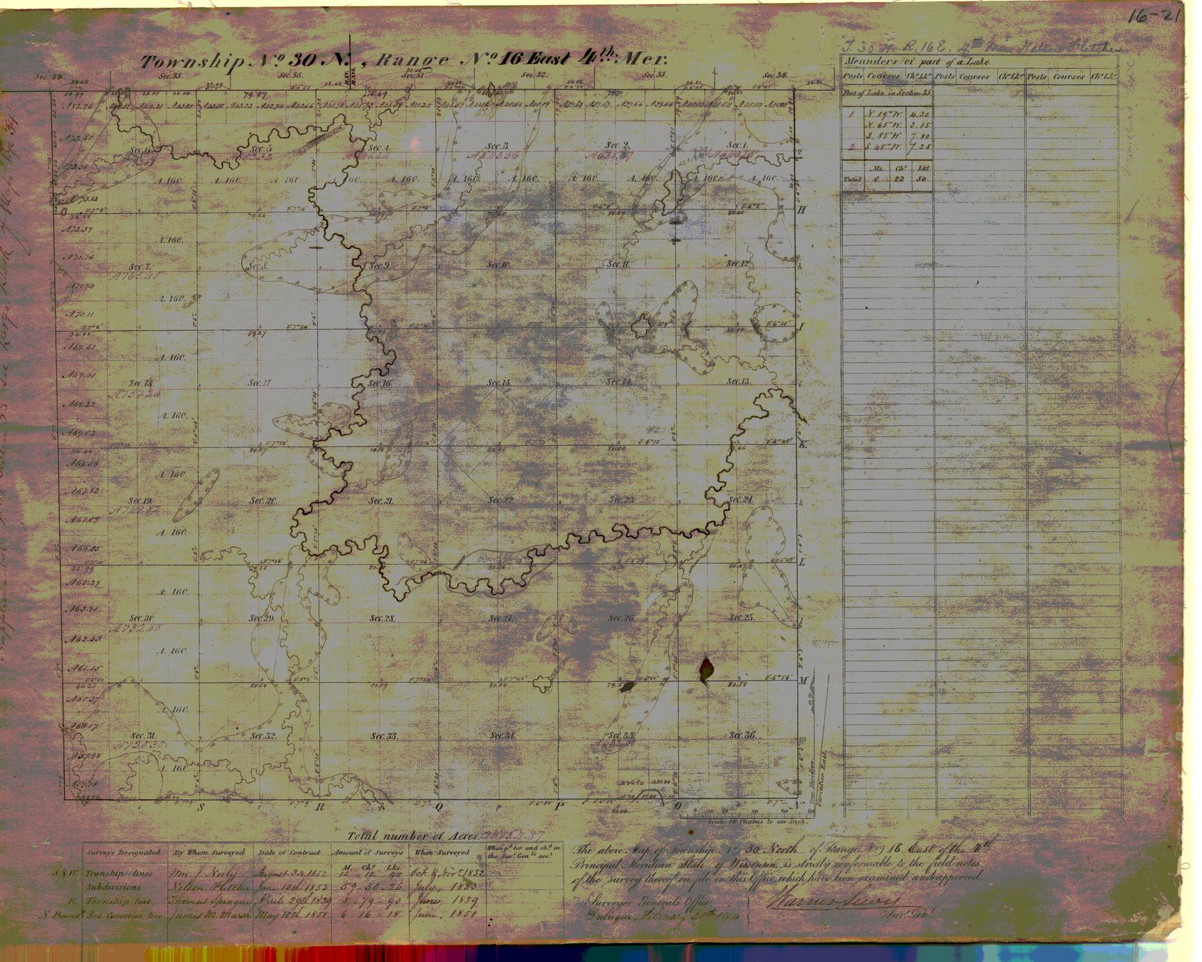 [Public Land Survey System map: Wisconsin Township 30 North, Range 16 East]