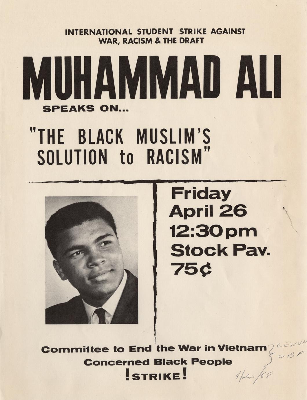 Muhammad Ali's speaks on "the black Muslim's solution to racism"