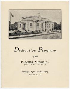 Dedication Program of the Parcher Memorial addition to the Wausau Public Library 1929