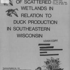 Characteristics of scattered wetlands in relation to duck production in southeastern Wisconsin