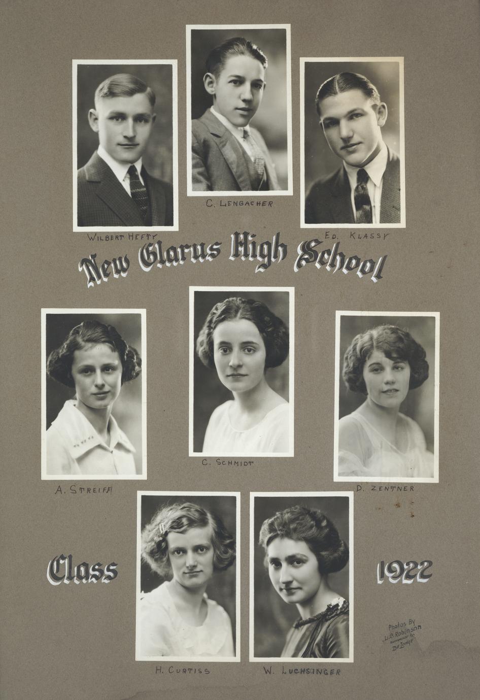 1922 New Glarus High School graduating class