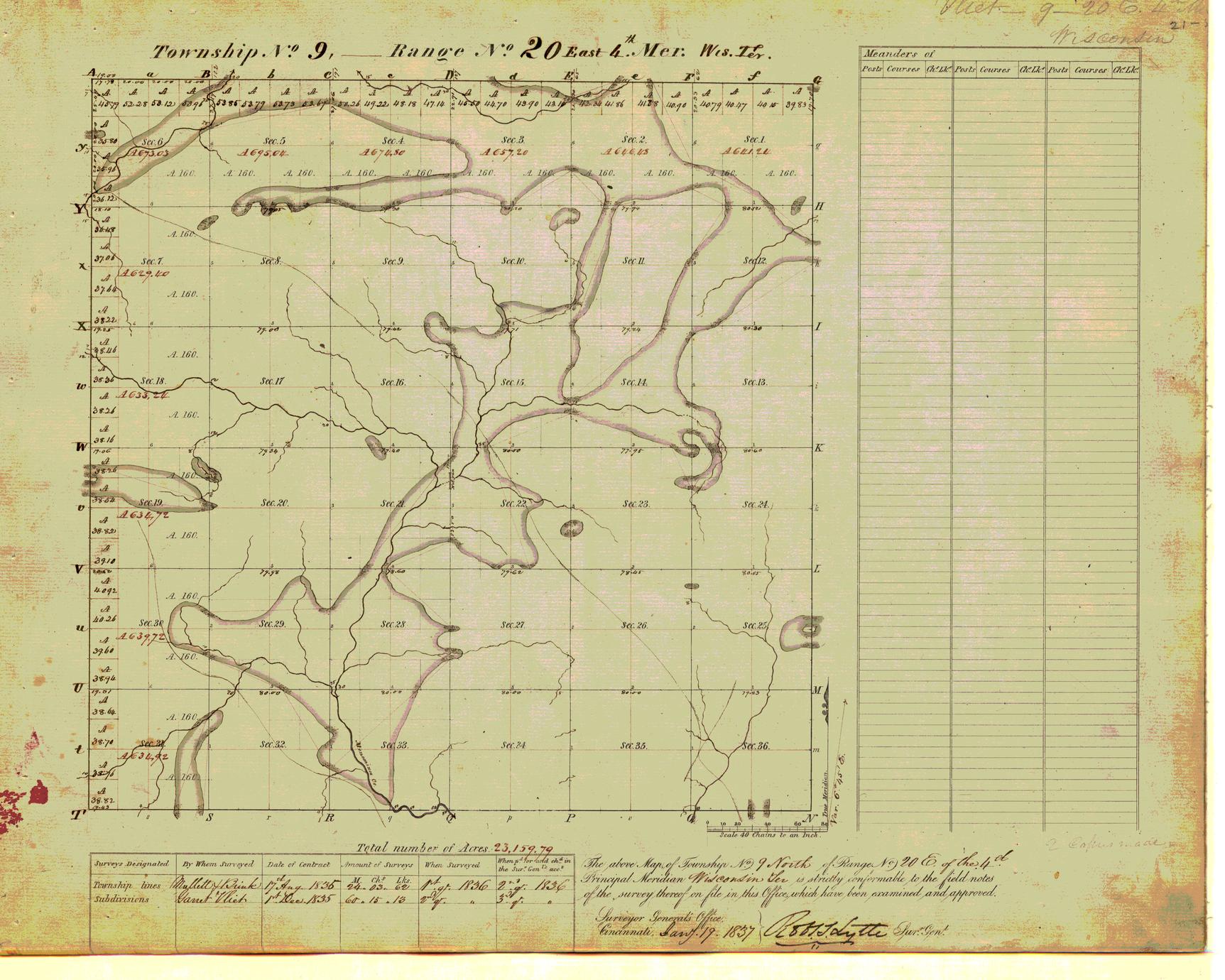[Public Land Survey System map: Wisconsin Township 09 North, Range 20 East]