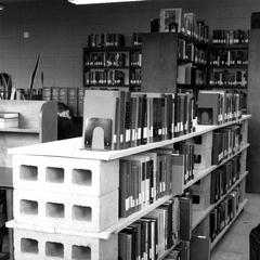 Makeshift library shelving, University of Wisconsin--Marshfield/Wood County