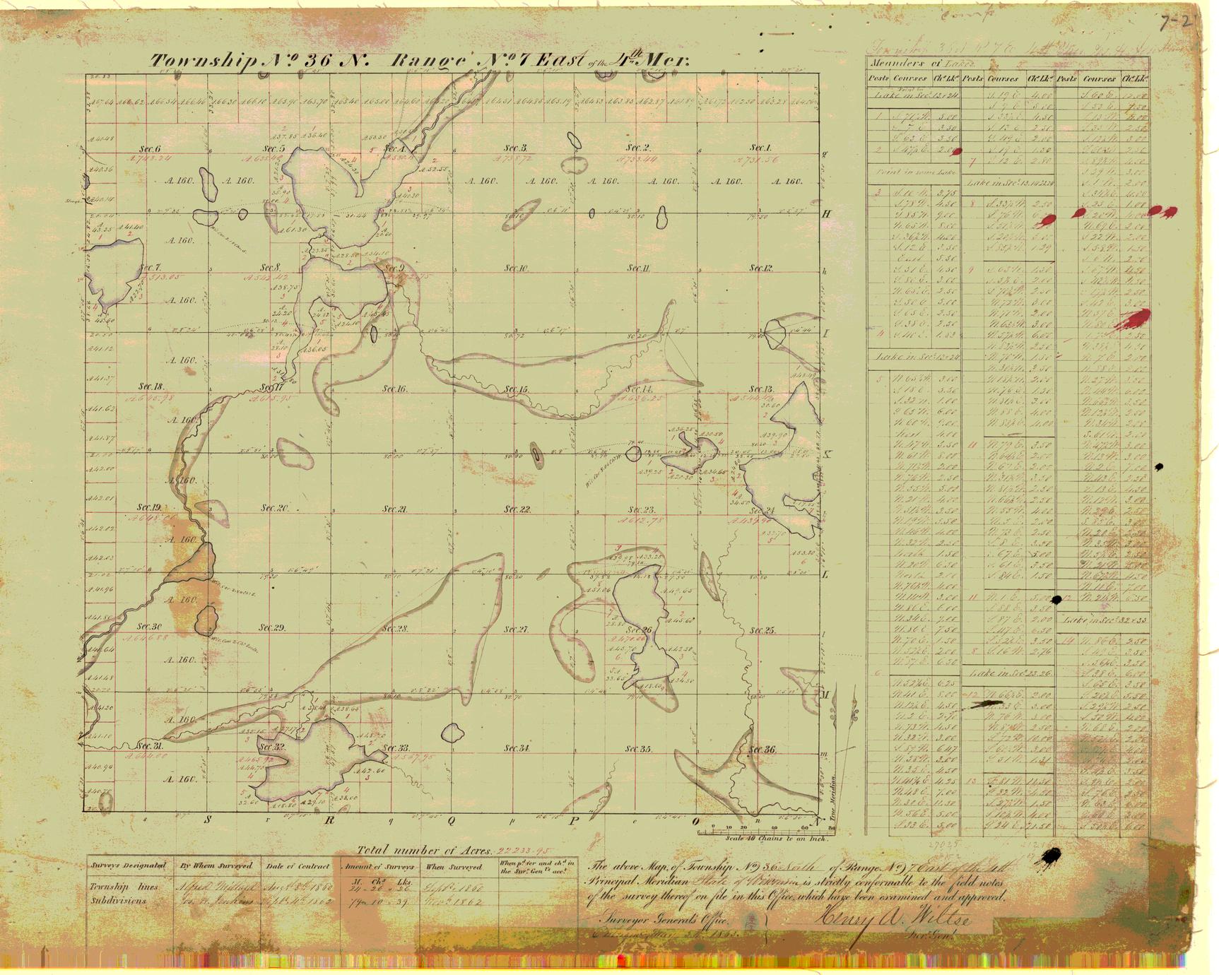 [Public Land Survey System map: Wisconsin Township 36 North, Range 07 East]