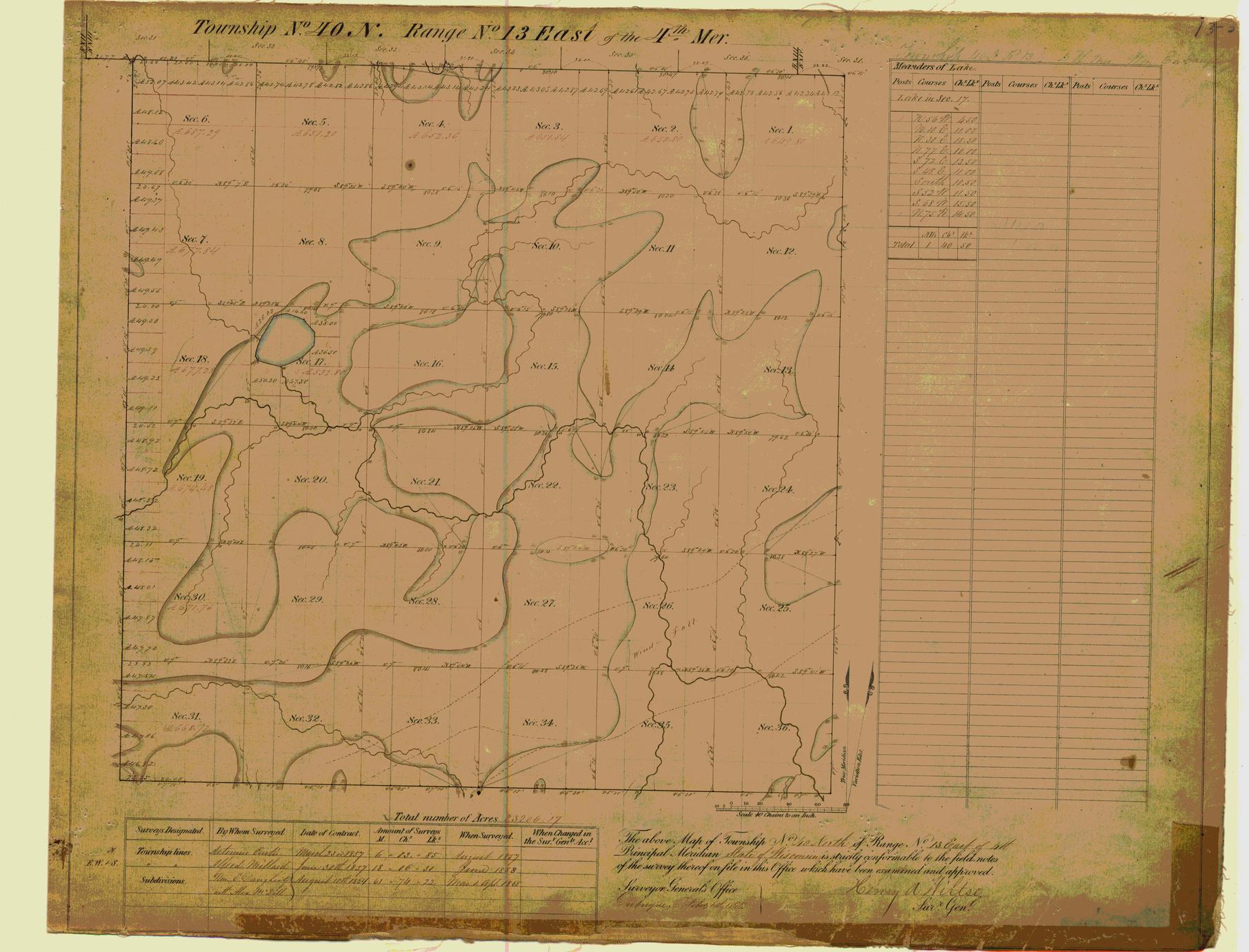 [Public Land Survey System map: Wisconsin Township 40 North, Range 13 East]