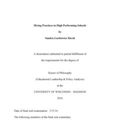 Hiring Practices in High Performing Schools