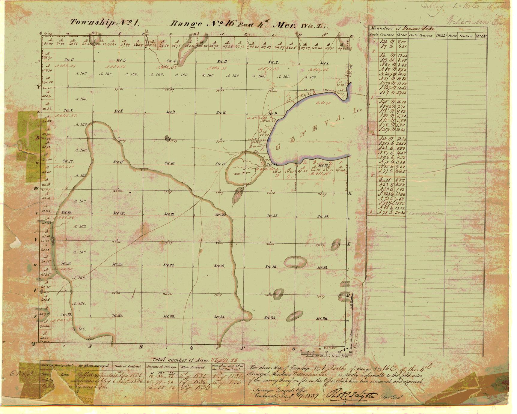 [Public Land Survey System map: Wisconsin Township 01 North, Range 16 East]