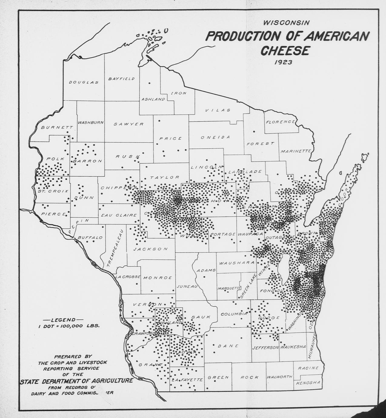 Wisconsin dairy statistics for 1923. List of butter factories, cheese