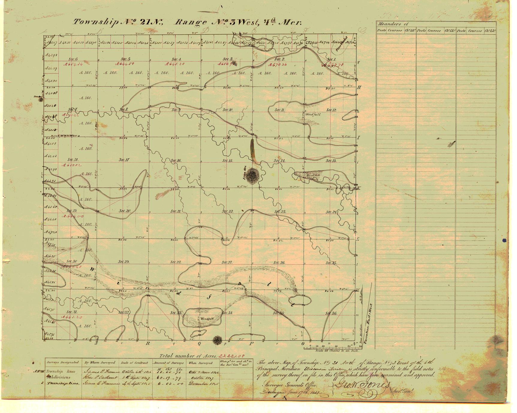 [Public Land Survey System map: Wisconsin Township 21 North, Range 03 West]