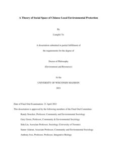 A Theory of Social Space of Chinese Local Environmental Protection