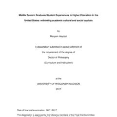 Middle Eastern Graduate Student Experiences in Higher Education in the United States: rethinking academic cultural and social capitals