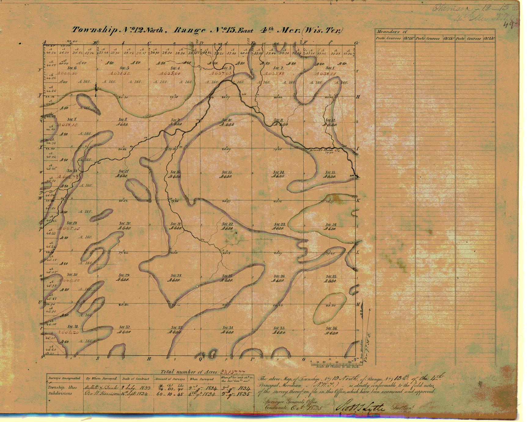 [Public Land Survey System map: Wisconsin Township 12 North, Range 13 East]