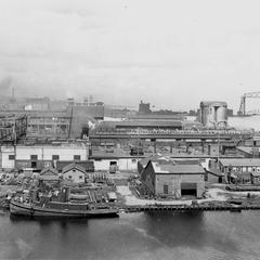 Harbor view of Marine Iron and Shipbuilding shipyard and Aerial Lift Bridge