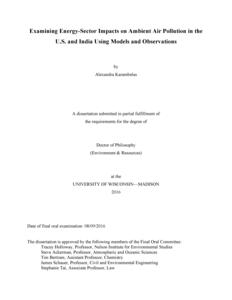 Examining Energy-Sector Impacts on Ambient Air Pollution in the U.S. and India Using Models and Observations