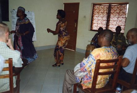Women dancing at language lesson