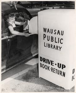 Wausau Public Library drive up book drop, 1950