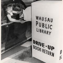 Wausau Public Library drive up book drop, 1950