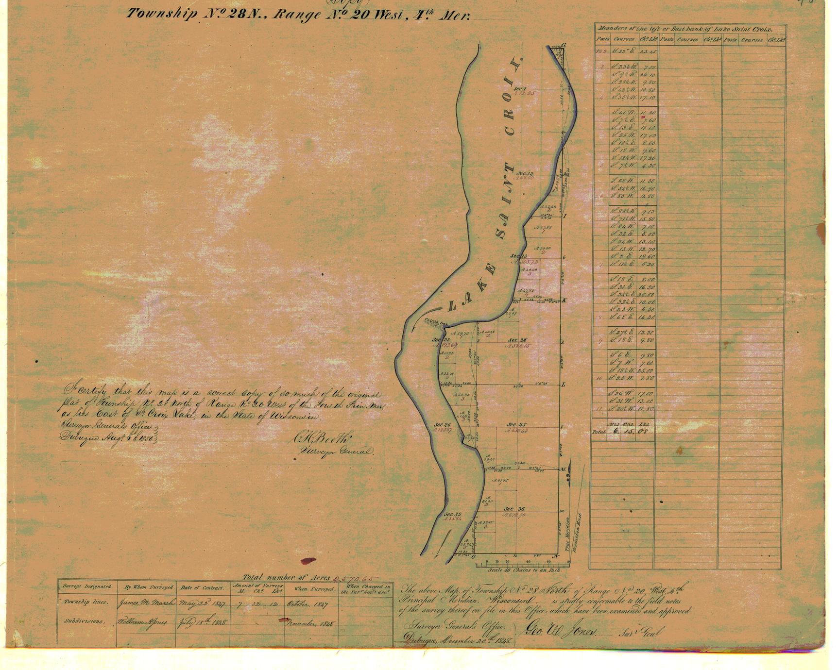 [Public Land Survey System map: Wisconsin Township 28 North, Range 20 West]