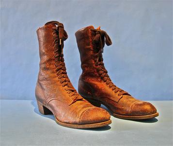Brown leather work boots