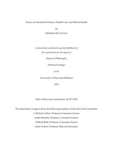 Essays on Household Finance, Health Care, and Mental Health