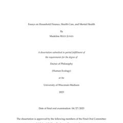 Essays on Household Finance, Health Care, and Mental Health