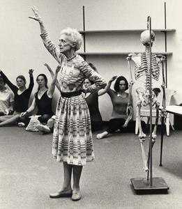 Margaret H'Doubler with skeleton