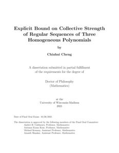 Explicit Bound on Collective Strength of Regular Sequences of Three Homogeneous Polynomials