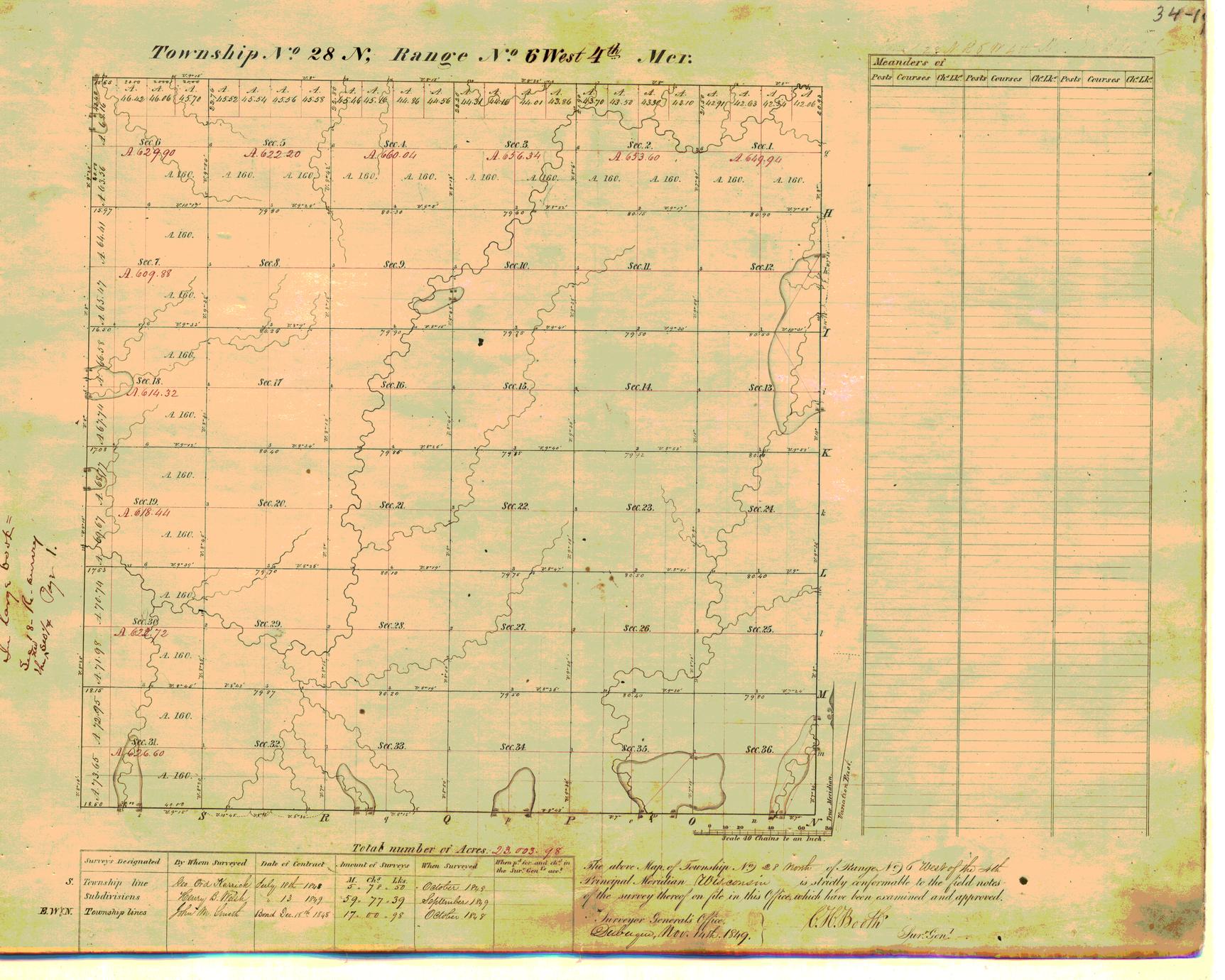 [Public Land Survey System map: Wisconsin Township 28 North, Range 06 West]