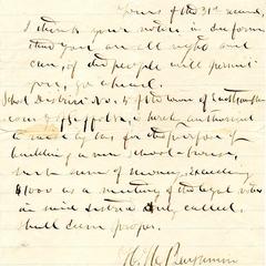 Letter from H.M. Benjamin to Nathaniel Dominy VII, 1878