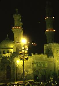 Mosque of Al-Azhar at Night during Ramadan
